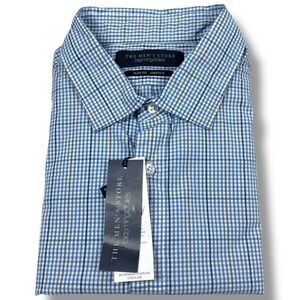 NWT‎ Bloomingdales Button Down Shirt Mens Size Large L Slim Fit Stretch Blue